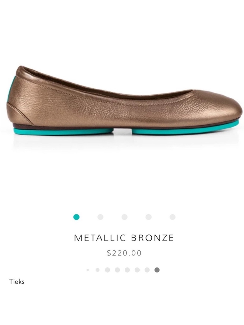 Tieks Bronze Metallic Italian Leather Foldable Ballerina Flats Sz 6